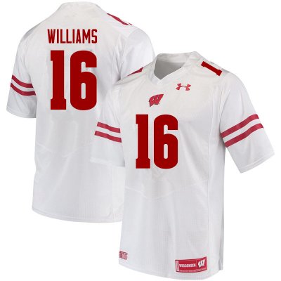 Men's Wisconsin Badgers NCAA #16 Amaun Williams White Authentic Under Armour Stitched College Football Jersey WL31Z28HL